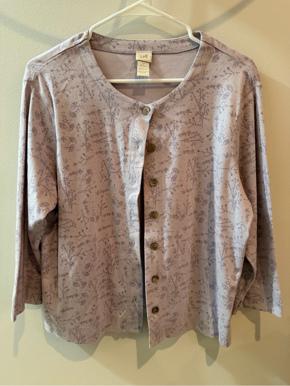 J.Jill Floral Button-Front Cardigan – Women’s Large Petite – 20” Pit to Pit